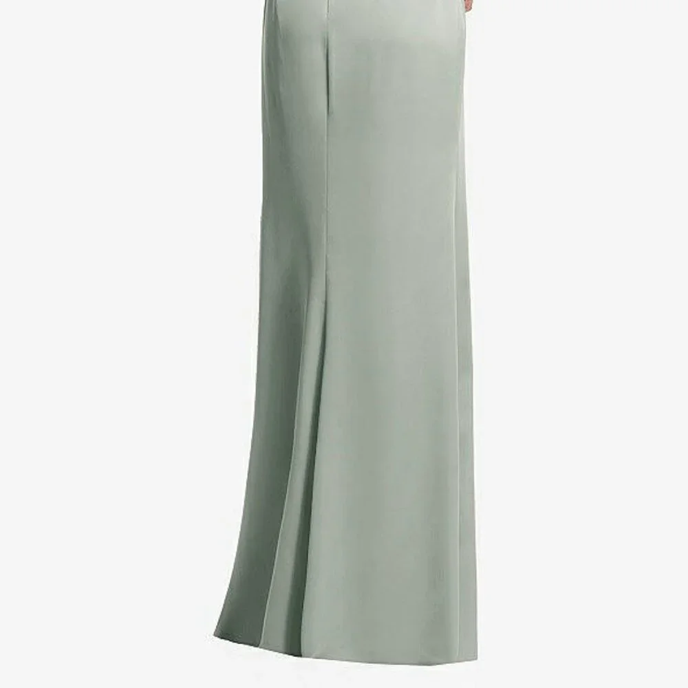 After Six 6878...One-Shoulder Draped Skirt Satin Trumpet Gown...Willow...Sz 10 - Picture 4 of 6